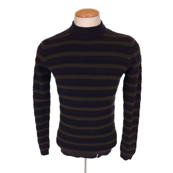 ANERKJENDT Akrico Sweater Size S Mens Blue Green Rolled Cable Knit 9519224 - Picture 1 of 11